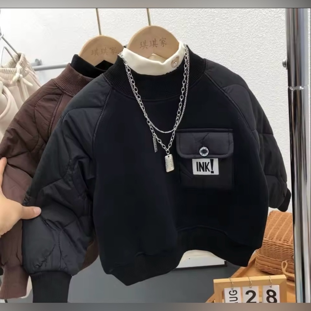 Elevated Streetwear Boys Quilted Sweatshirt – Size 5-6